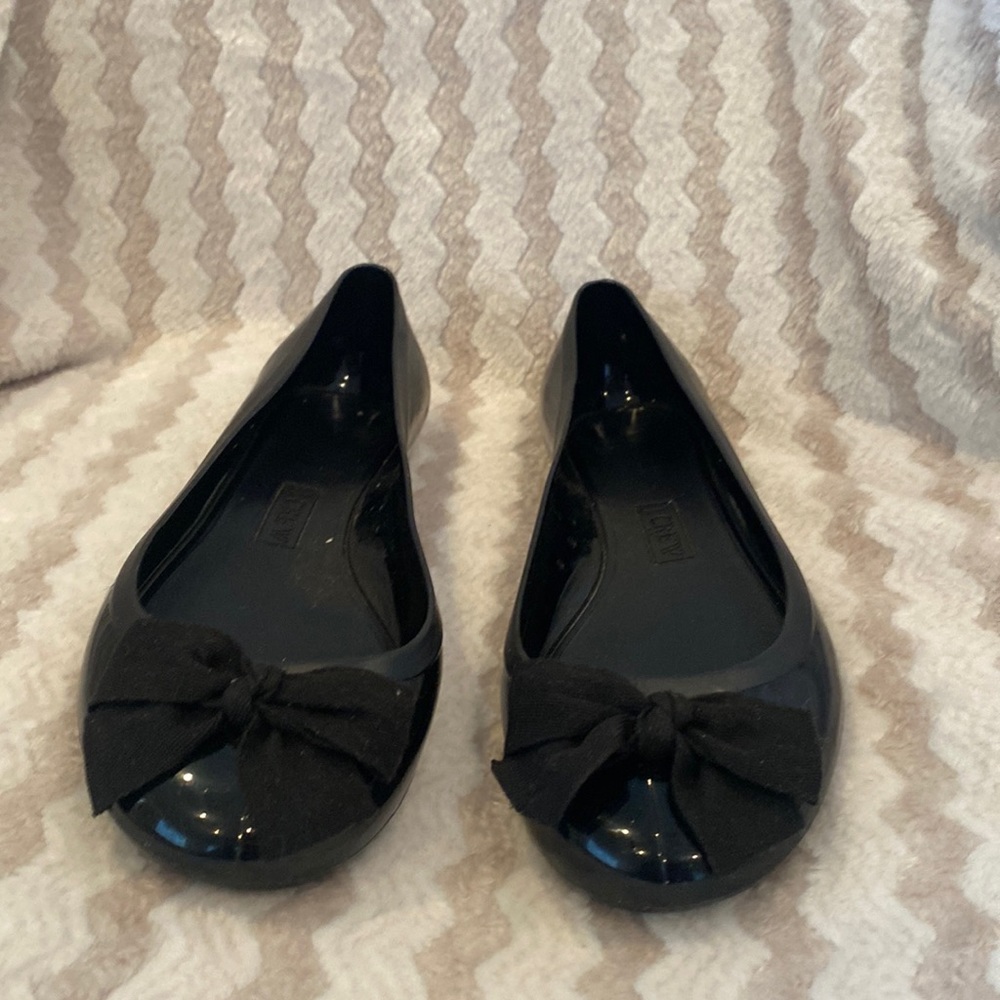 J. Crew Factory Black Plastic Flats Size 8